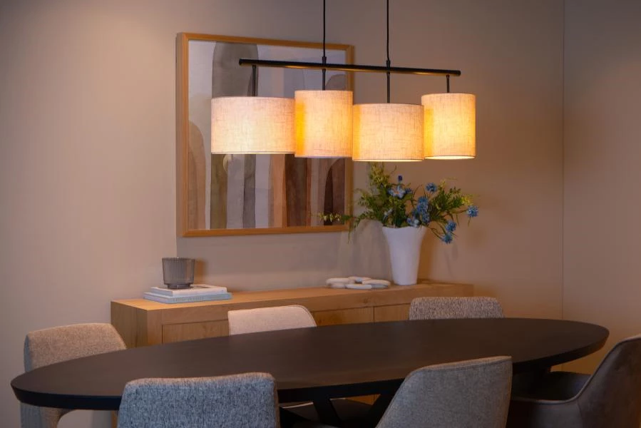 Lucide MAYA - Hanglamp - 4xE27 - Beige - sfeer 1